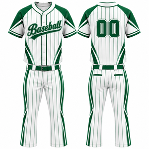 Conjunto de Uniforme de Béisbol Personalizado con Rayas, 100% Poliéster, Manga Corta, Absorbe la Humedad, Corte Regular para Hombre Adulto, Impresión por Serigrafía - Product Image 1