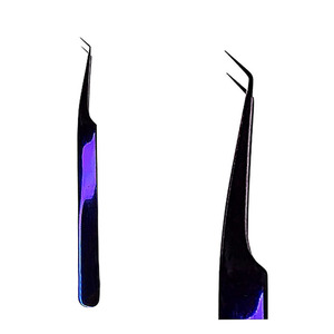 Pince à épiler en acier inoxydable pour extensions de cils, avec grip diamanté, pince droite pour maquillage des cils - Product Image 3