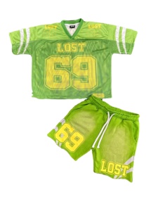 Custom Printed <b>Men</b> <b>Short</b> Sleeve Polyester Summer Outerwear <b>Set</b> Streetwear Mesh Football Jersey Crop <b>Top</b> <b>Shorts</b> Cropped Boxy Fit - Product Image 3
