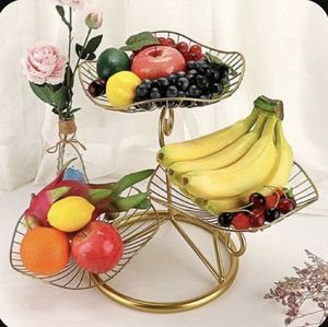 Support pour panier à fruits, panier à fruits à 3 niveaux, panier à fruits à 2 niveaux, panier à fruits en métal, panier à fruits doré, support à fruits pour cuisine - Product Image 2