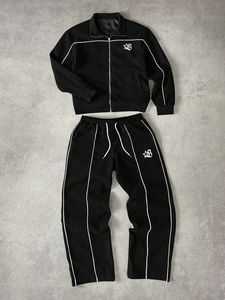 Conjunto de Sudadera con Capucha y Pantalones Deportivos, Cierre con Cordón, Estilo Deportivo Primaveral, Unisex, Negro, Blanco, Rojo, para Correr - Product Image 4
