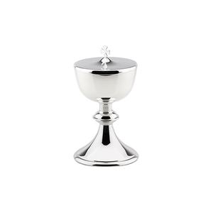 Ciborio moderno plateado en plata, calice personalizado con relieve, hecho a mano con latón y acero de alta calidad para uso eclesiástico. - Product Image 1