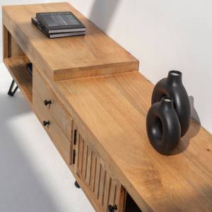Mueble para TV de Madera Vandana Novara Lyra, Consola de Entretenimiento Moderna de Madera Sólida Minimalista - Product Image 5