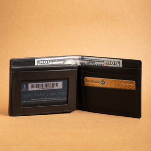 Cartera Larga Negra de Cuero Genuino Clásico de Alta Calidad, Portamonedas, Carteras de Diseñador de Lujo para Hombre - Product Image 4