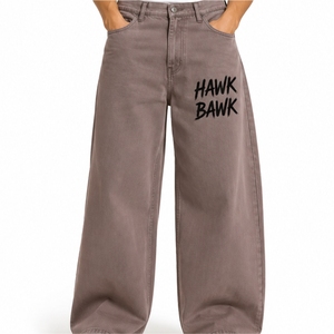 Pantalones Anchos para Hombre, Estilo Casual, Talla Grande, Jeans de Algodón con Logotipo Estampado en la Pierna Derecha, Lavado Regular - Product Image 1