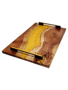 Bandeja de madera para servir, de calidad premium, acabado liso, ideal para servir desayuno, aperitivos, bebidas, decoración elegante para el hogar. - Product Image 3