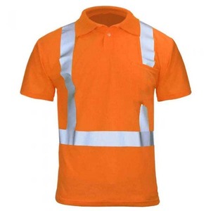 Polo unisexe orange haute visibilité à manches courtes, vêtement de travail réfléchissant - Product Image 2