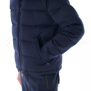 Chaqueta Acolchada con Capucha Azul Marino para Hombre, con Cierre de Cremallera, Cortavientos, Abrigo de Invierno, Estilo Casual, Relleno Grueso de Algodón, Ribete de Piel - Product Image 2