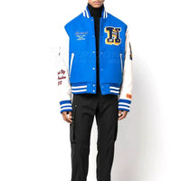 Blouson universitaire décontracté pour homme 2026, manches en cuir, col montant et logo frontal, coupe-vent et écologique – Nouvelle collection en promotion