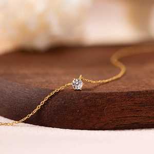 จี้เงินแท้ 925 ประดับเพทาย ชุบทอง 14K ดีไซน์เรียบหรู เหมาะสำหรับใส่ซ้อนเป็นชั้นๆ ของขวัญสำหรับภรรยาและเด็ก ได้รับการรับรองจาก IGI แบบคลาสสิก - Product Image 2