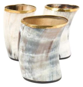 Corne à boire viking polie à la main en corne de buffle naturelle avec bordure en laiton, écologique, durable, mythologie nordique, médiévale - Product Image 2