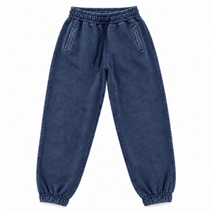 Men's Heavyweight Canvas Washed Wide Leg Jogger Pants Mid <b>Elastic</b> <b>Waist</b> Drawstring Casual Long <b>Trousers</b> with Side Pockets 3XL - Product Image 6