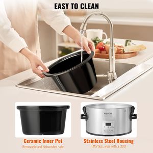 Pentola Elettrica per Cottura Lenta 8QT 320W, 3 Livelli di Calore, Timer Digitale fino a 20 Ore, Funzione Blocco, per Cottura Lenta e Sous Vide - Product Image 6