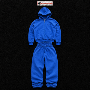 Conjunto Deportivo Azul Rey para Hombre, Sudadera con Capucha y Cremallera con Logotipo Bordado Personalizado, Pantalones Jogger, Ropa Deportiva Urbana de Gran Tamaño, Venta al Por Mayor - Product Image 5