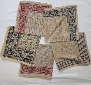 Hand Block Printed Cotton Bandana <b>Scarf</b> Black & Beige Ethnic Headwrap or Neck <b>Scarf</b> Pure Cotton Handblock Printed Lightweight - Product Image 6