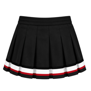 <b>Black</b> Red Sublimated Cheer Panel <b>Skirt</b> <b>Pleated</b> Athletic Team Sports Uniform Bottoms Performance Training Wear Competition - Product Image 2