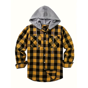 High Quality <b>Flannel</b> <b>Jacket</b> For Adult Black Yellow Box Printed Warm Outdoor And Casual Winter Wear Fashion Soft <b>Flannel</b> Coat - Product Image 1