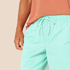 Men's Solid Mint Green Board Shorts Mid Waist Elastic Waist Breathable Lightweight Quick Dry Casual Swimwear 100% Cotton Bermuda - Product Image 4