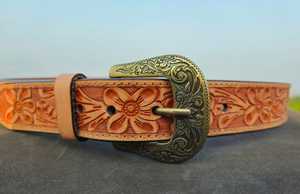 Cinturón Vaquero Occidental Clásico Hecho a Mano de Cuero Genuino con Hebilla de Aleación Resistente y Longitud Personalizada - Product Image 3