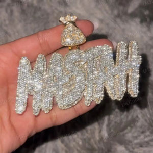 Colgante Iced Bling, Colgante con Nombre Personalizado, Colgante Hip Hop, Colgante con Letra, Placa con Nombre Iced Out, Cadena Personalizada para Hombre - Product Image 1