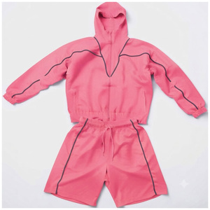 Ensemble coupe-vent unisexe bordeaux à manches longues avec fermeture éclair, couleur unie, décontracté, pour adultes, séchage rapide, respirant, léger, en coton - Product Image 6