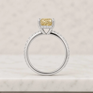 Bague en or jaune avec diamant pour femme, taille radiant, centre jaune fantaisie, certifiée IGI, style de fiançailles de luxe - Product Image 5
