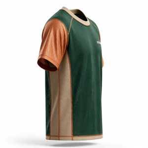 Maillot de football unisexe Amkoor vert et orange en polyester respirant imprimé par transfert thermique, uniforme adulte, détection par aiguille - Product Image 5
