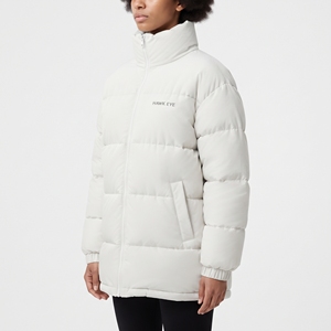 Veste matelassée pour femme Hawk Eye, col montant, fermeture éclair intégrale, manteau d'hiver, couleur unie, épaisse, chaude, manches longues, rembourrage en polyester - Product Image 4