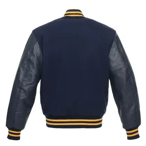 Custom 100% Polyester Baseball <b>Jacket</b> with Stand Collar Breathable Canvas for Casual Outdoor Teamwear Varsity Style - Product Image 4