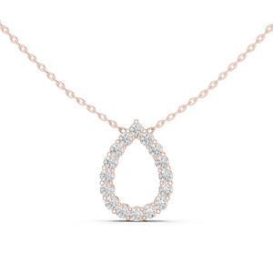 Collier pendentif halo en or rose avec diamant de laboratoire, breloque cercle ouvert, bijoux pour femme - Product Image 1