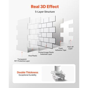 Piastrelle Adesive da Parete Peel-and-Stick, 10 Fogli, 305 x 305 x 2,0 mm, per Rivestimento Parete Stile Subway - Product Image 2