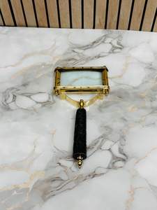 Antique Brass Rectangular Magnifying Glass with Wooden Handle | <b>Vintage</b> <b>Desk</b> & Reading Magnifier - Product Image 3