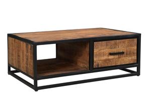 industrial <b>Wood</b> <b>Coffee</b> <b>Table</b> Storage Center <b>Table</b> <b>Square</b> Living Room End <b>Table</b> with Drawer and Open Shelf - Product Image 3