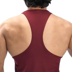 Camiseta sin mangas roja borgoña para hombre, corte profundo, chaleco de fitness, camiseta de entrenamiento deportivo, ropa OEM de fábrica - Product Image 4