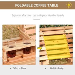 Dondolo da Giardino a 3 Posti in Legno con Cuscini Impermeabili, Capacità 200 kg, con Tavolino Pieghevole e Portabicchieri, Colore Naturale - Product Image 5