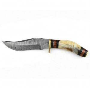 Outil de terrain extérieur artisanal en acier Damas torsadé, avec manche en os de chameau naturel empilé et Micarta - Product Image 1