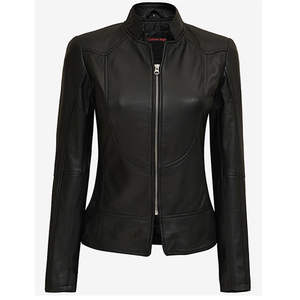Wholesale Distressed Leather <b>Blazer</b> Women High Quality Satin Jacket Custom Logo Long Sleeves Nylon OEM Genuine Leather Linen - Product Image 1