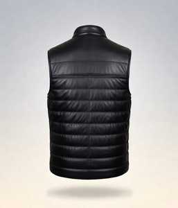 <b>Men</b> <b>Black</b> Quilted Puffer Genuine Leather <b>Vest</b> Winter Waistcoat <b>Black</b> <b>Men's</b> Quilted Puffer Leather <b>Vest</b> - Product Image 2
