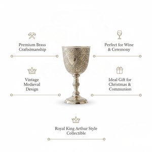 Cáliz de Latón Vintage Más Vendido |   Copa de Vino Medieval Renacentista del Rey Arturo, Regalo para Comunión y Decoración Navideña - Product Image 6
