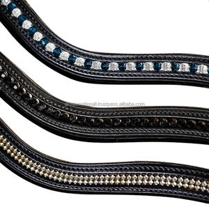 Personalizado al por mayor forma de onda cristales diamantes de imitación incrustaciones de canal vacío acolchado banda de cuero para cejas de caballo en tamaños de mazorca completa - Product Image 4