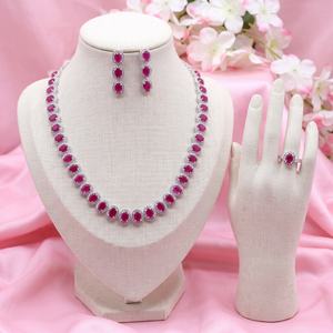 925 Sterling Silver Women's Bridal Jewelry Set Natural Ruby Cubic Zirconia Gemstone Bohemian Engagement Anniversary Party <b>Gift</b> - Product Image 5