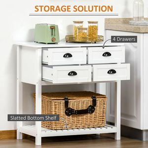 White Farmhouse <b>Sideboard</b> Buffet <b>Cabinet</b> 4 Drawers Slatted Bottom Shelf for <b>Kitchen</b> Living Room Serving Console Table Wood - Product Image 5