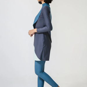 Customize Muslim Swimwear Women Modest Full Coverage Burkini Swimsuit Zippers Front <b>Print</b> 2 Piece Set Quick Dry Stylish <b>Islamic</b> - Product Image 4