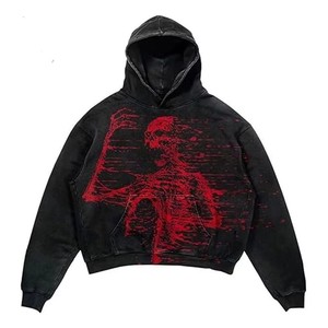 Sweat à capuche d'hiver ample avec appliqué imprimé et graphique personnalisé, en molleton 100% coton, haute qualité, impression de logo OEM, vente en gros, style streetwear - Product Image 2