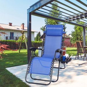 Sedia a Gravità Zero con Portabicchieri e Vassoio Laterale con Clip, Slot per Bevande e Dispositivi Mobili - Product Image 4