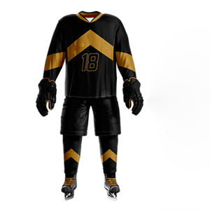 Tenues de hockey sur glace, vêtements de performance, maillot respirant, pantalon rembourré et coupe flexible pour la protection et le confort sur la glace - Product Image 1
