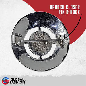 Broche para Kilt de Hombre con Acabado Plateado y Piedra Roja, Diseño Escocés a Cuadros, Estilo Antiguo Vintage, Personalizado OEM ODM - Product Image 6