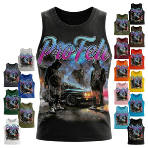 Débardeur Homme Streetwear en Coton et Polyester, T-shirt Sans Manches Imprimé Graphique, Débardeur Musculation en Coton Effet Vieilli Personnalisé pour Homme - Product Image 1