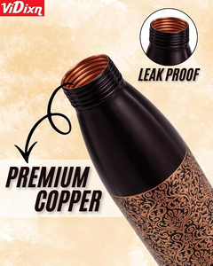 ขวดน้ำทองแดงลายตะวันออกแบบพกพาพร้อมฝาสีดำ - Product Image 3