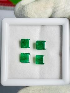 Émeraude naturelle de Zambie, taille émeraude, 6,73 carats, 4 pièces, couleur verte premium, lustre excellent, qualité supérieure, certifiée IGI, pour collectionneur - Product Image 1
